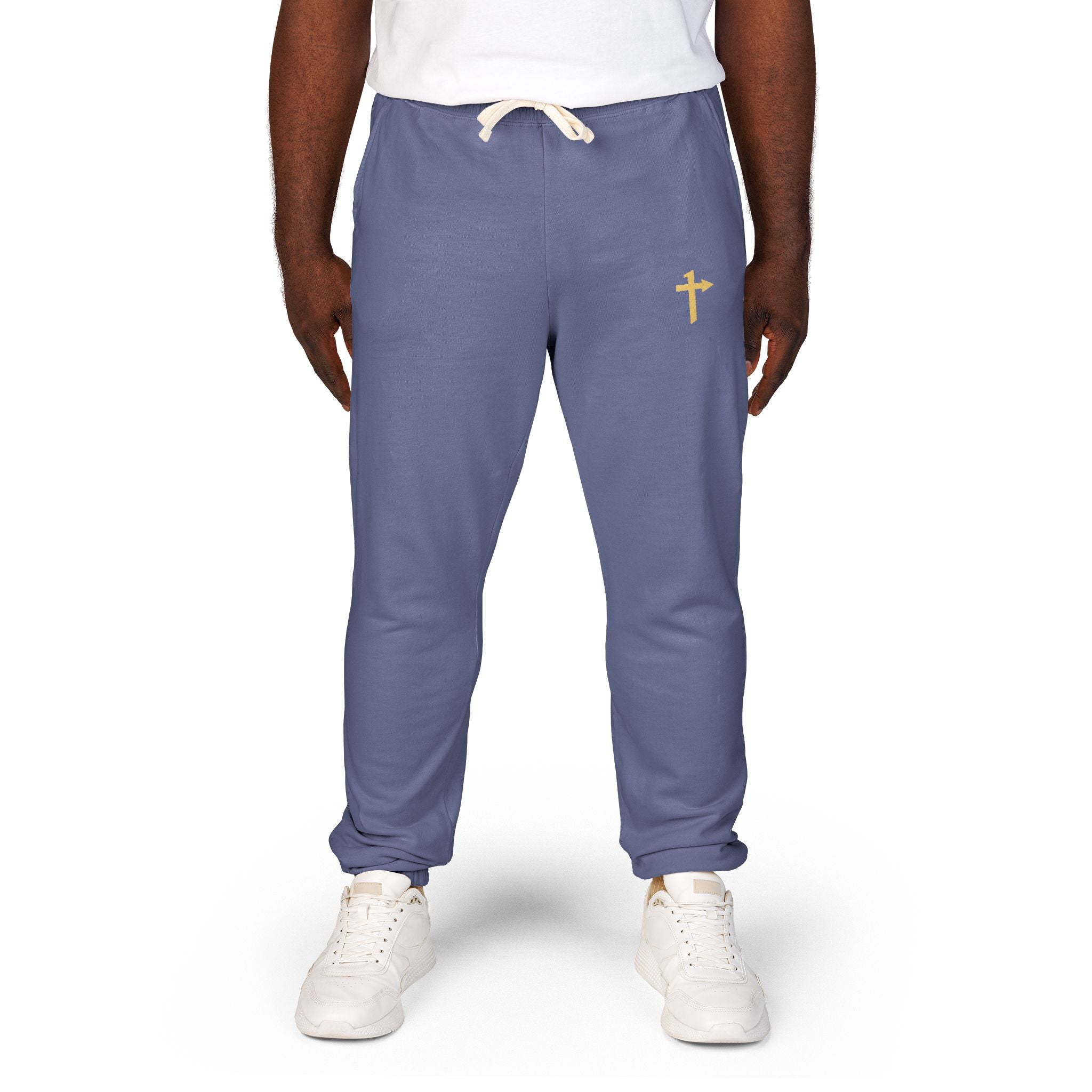 Cotton Heritage Fleece - Embroidered Sweatpants - One Way Cross