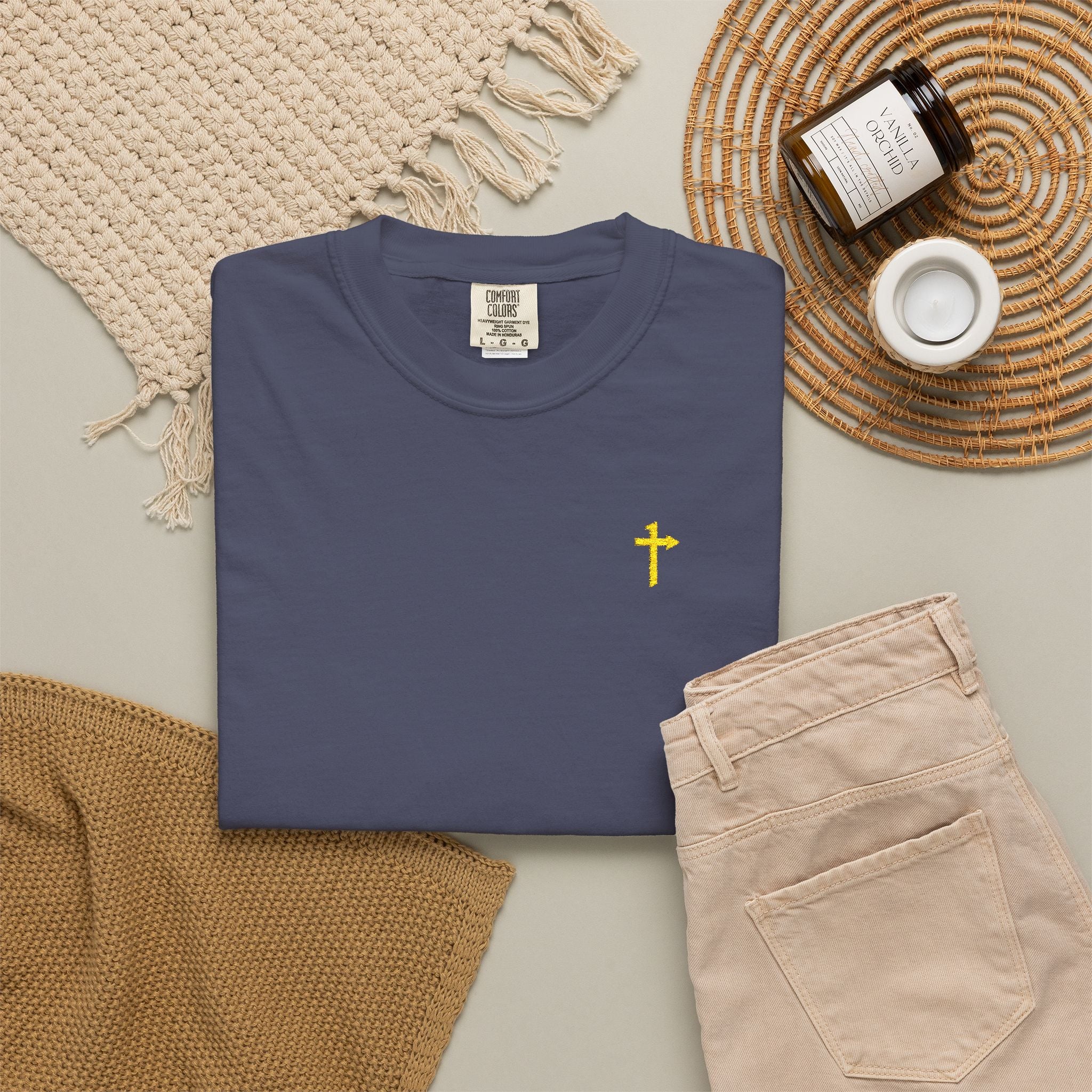 Comfort Colors - Embroidered - Cross