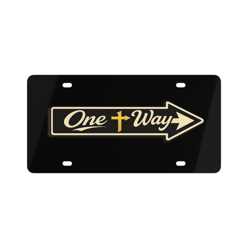 One Way Cross Arrow License Plate