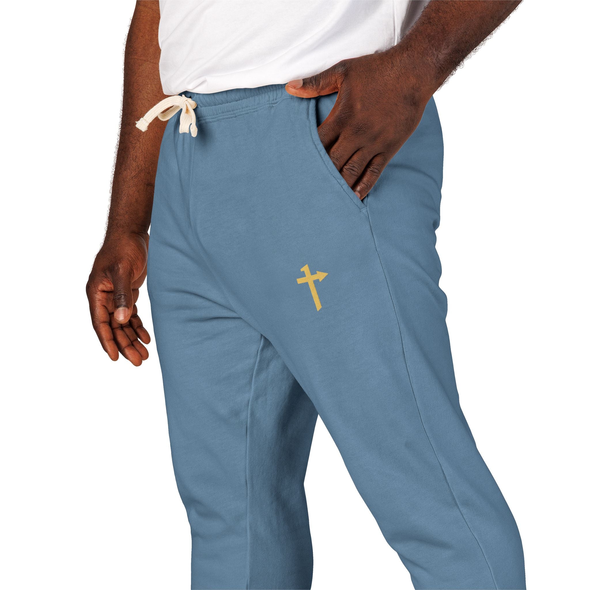 Cotton Heritage Fleece - Embroidered Sweatpants - One Way Cross
